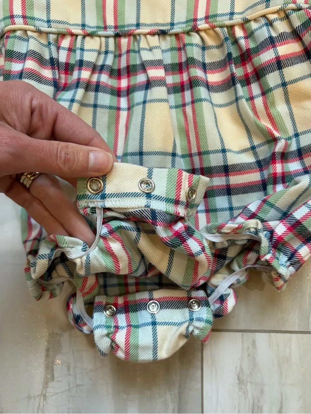 NWT TBBC Classic Plaid Brooksy Bubble Romper & Ruffle Shirt Set Girls 18-24M